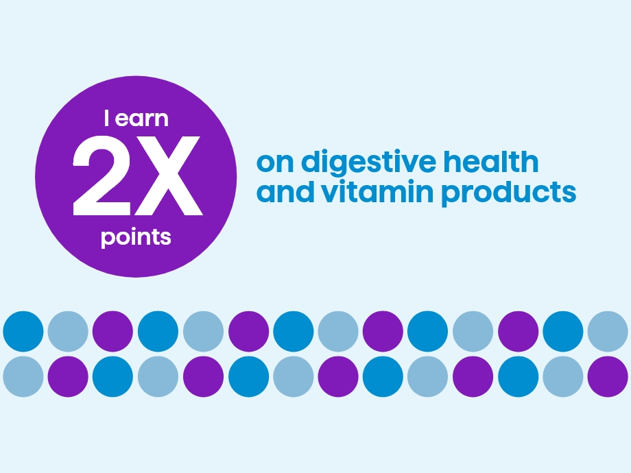 I earn 2x the points on digestive health and vitamin products*.