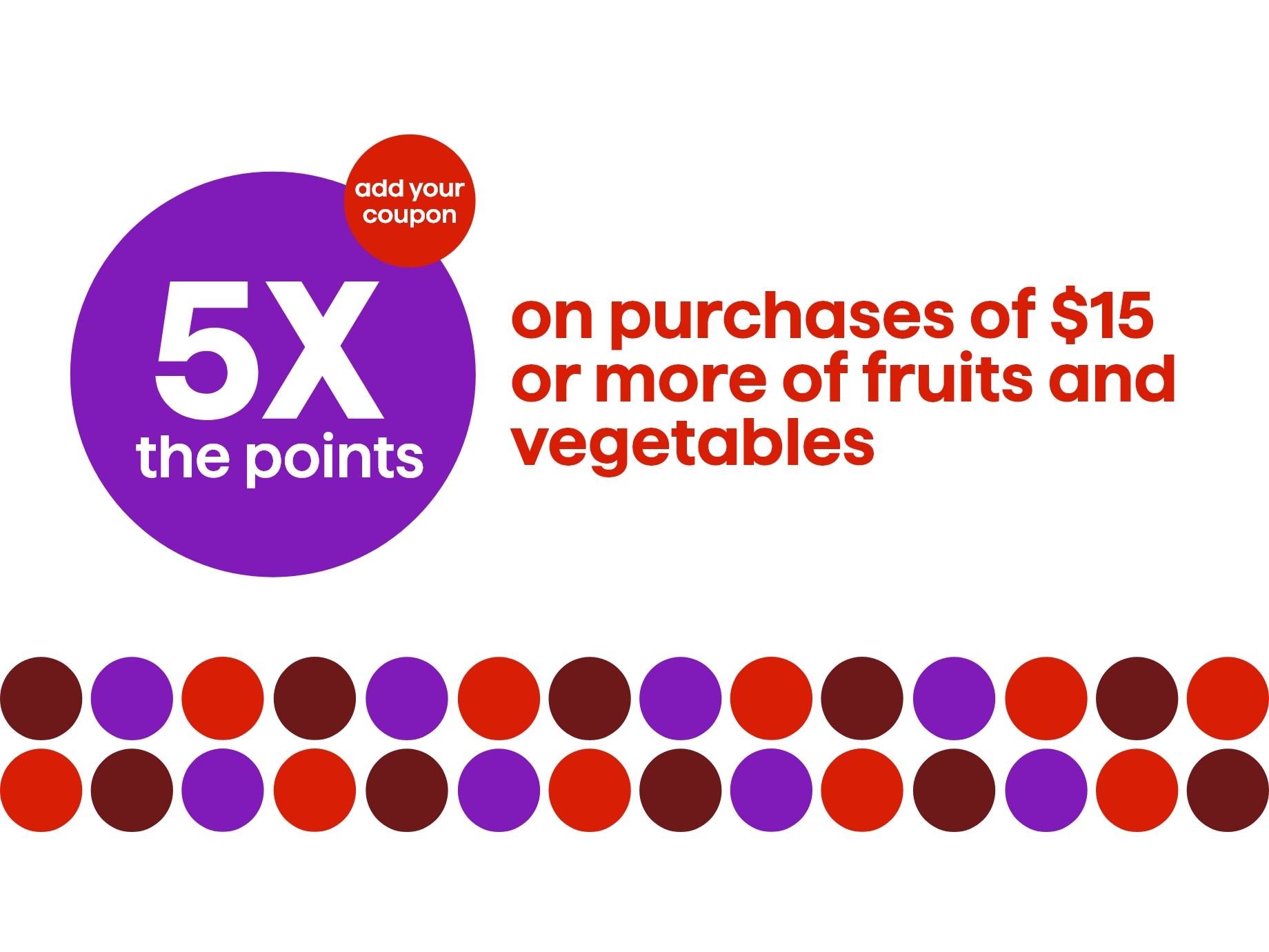 5x points on purchases of $15 or more of fruits and vegetables