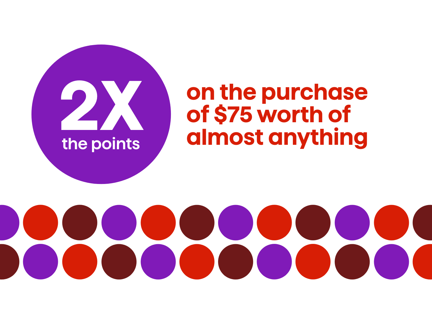2X points on the purchase of $75 worth of almost anything