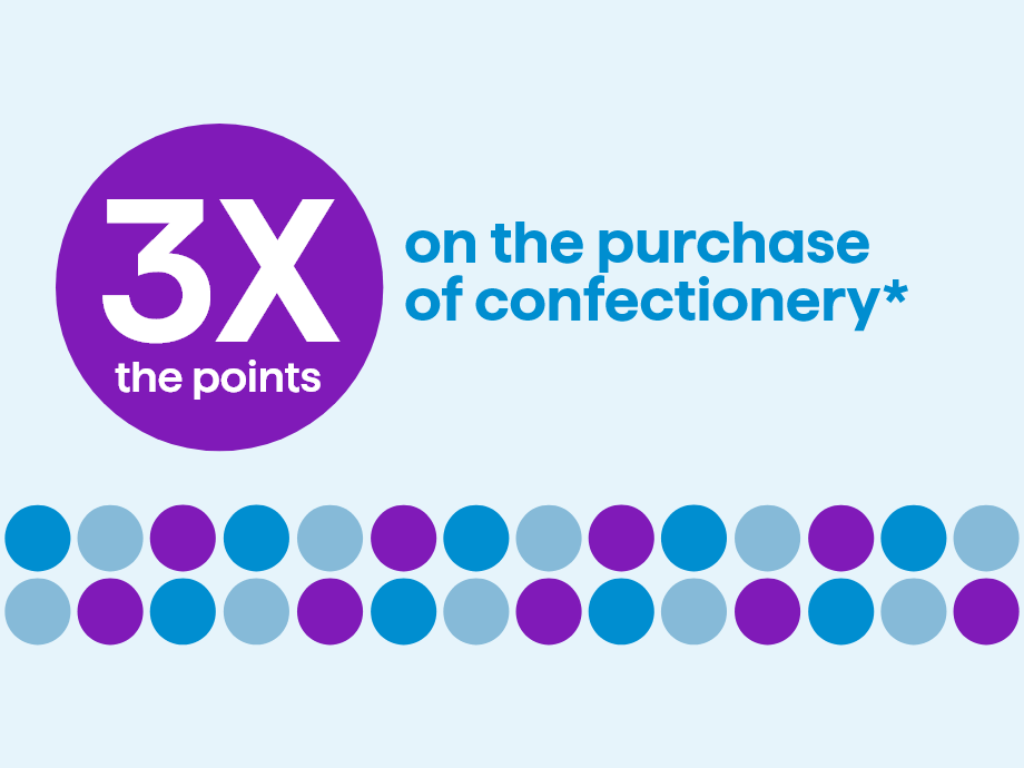 3x the points on the purchase of confectionery*