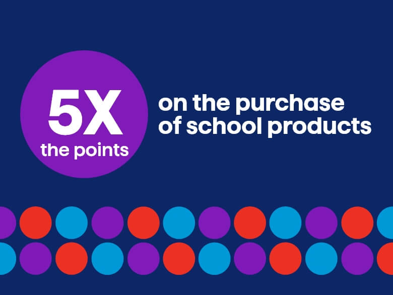 5X the points on the purchase of school products
