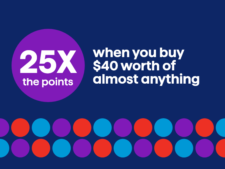 25X the points when you buy $40 worth of almost anything