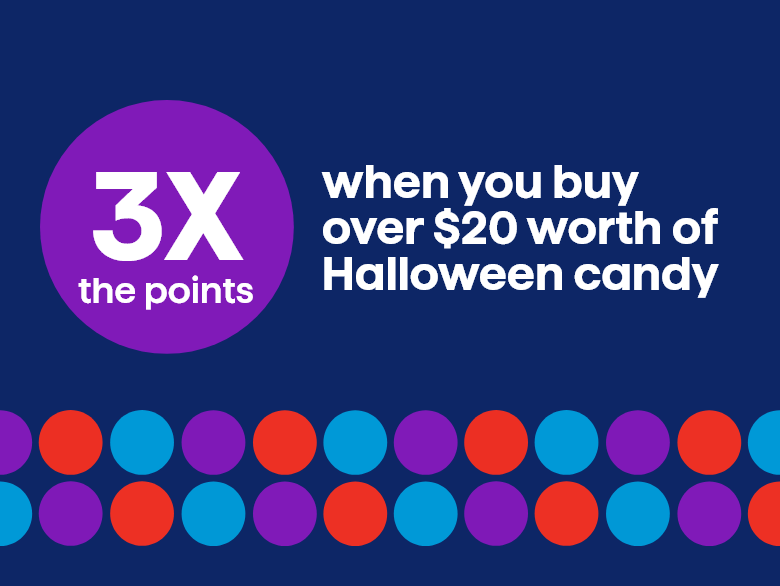 3X the points when you buy over $20 worth of Halloween candy