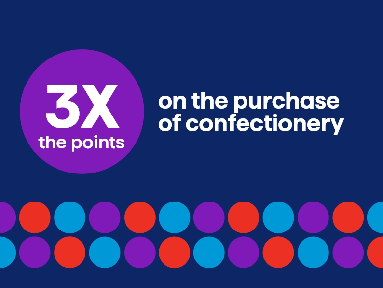 3X the points on the purchase of confectionery