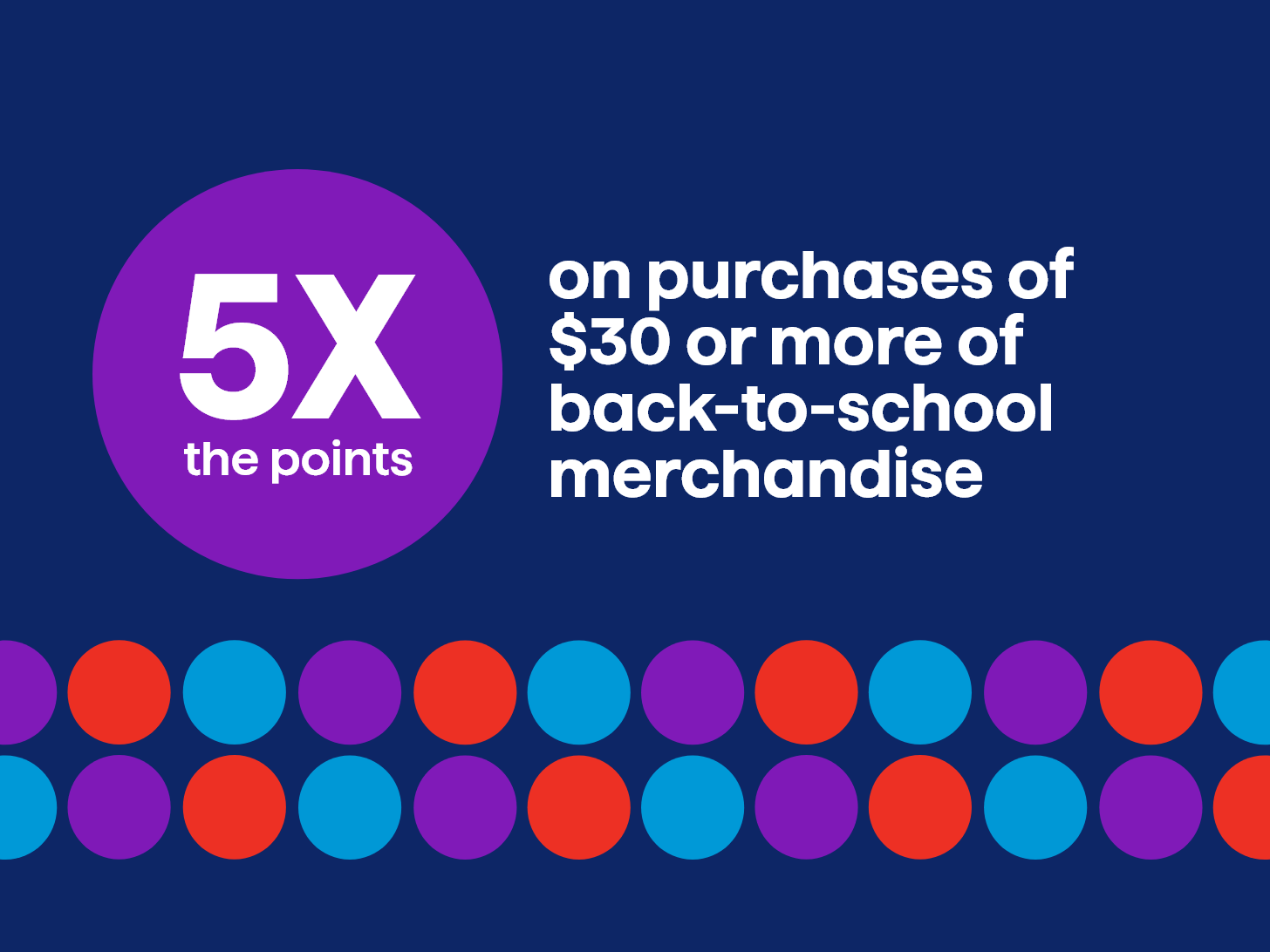 5x the points on purchases of $30 or more of back-to-school merchandise